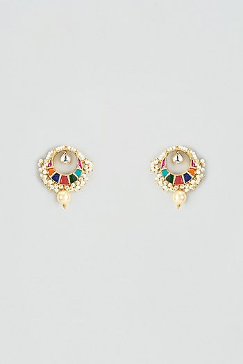 Gold Plated Kundan Polki Chandbali Earrings