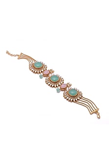 Gold Finish Synthetic Stone Choker Necklace