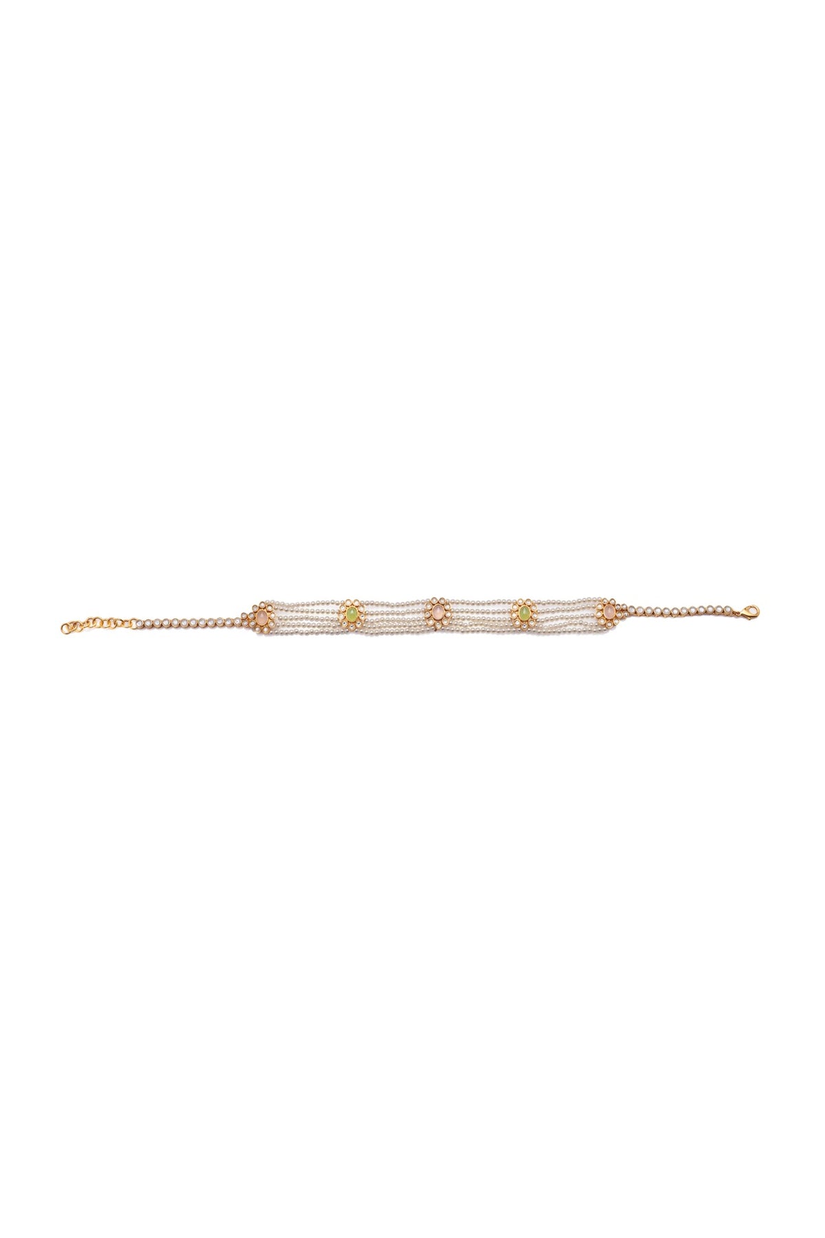 Gold Finish Synthetic Stone Choker Necklace