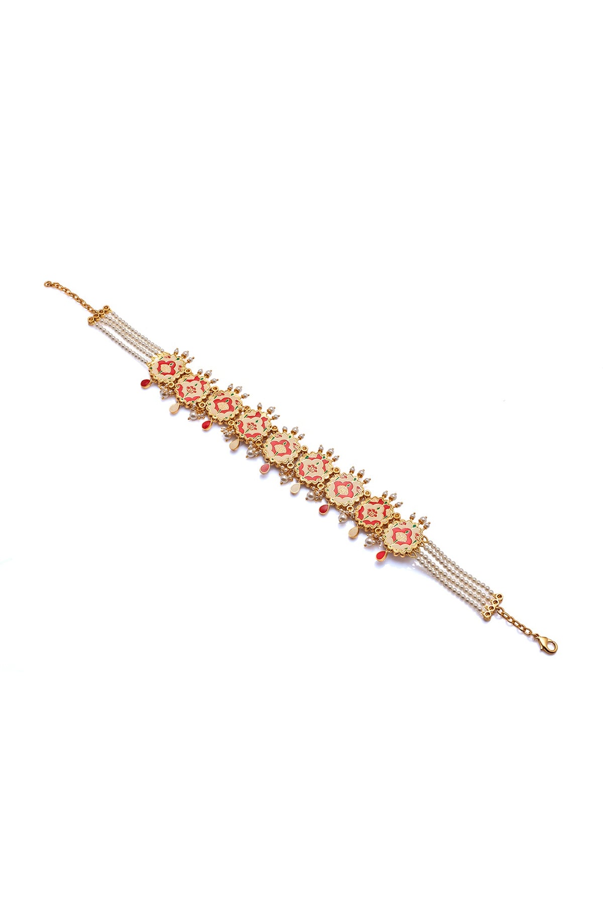 Gold Finish Synthetic Stone Choker Necklace
