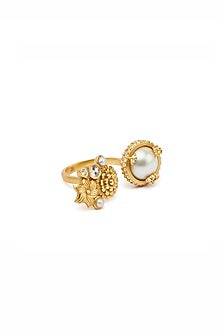 Gold Plated Morning Star & Pastel Plum Stone Opaline Ring
