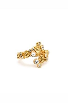 Gold Plated Morning Star & Pastel Plum Stone Opaline Ring