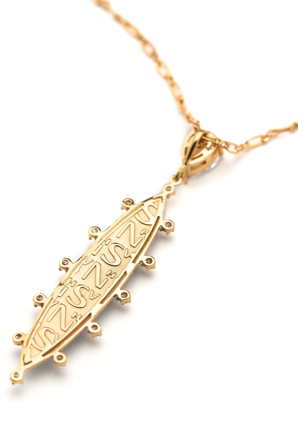 Gold Plated Enameled Pendant Necklace