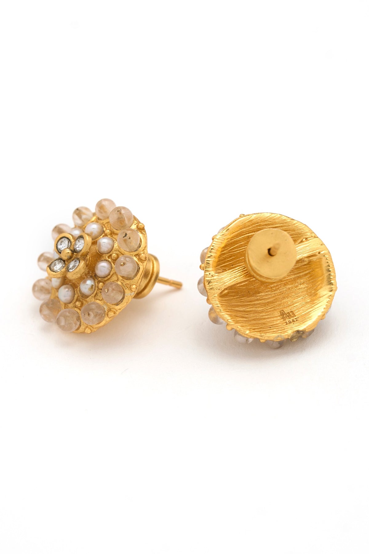 Gold Plated Pearl Stud Earrings