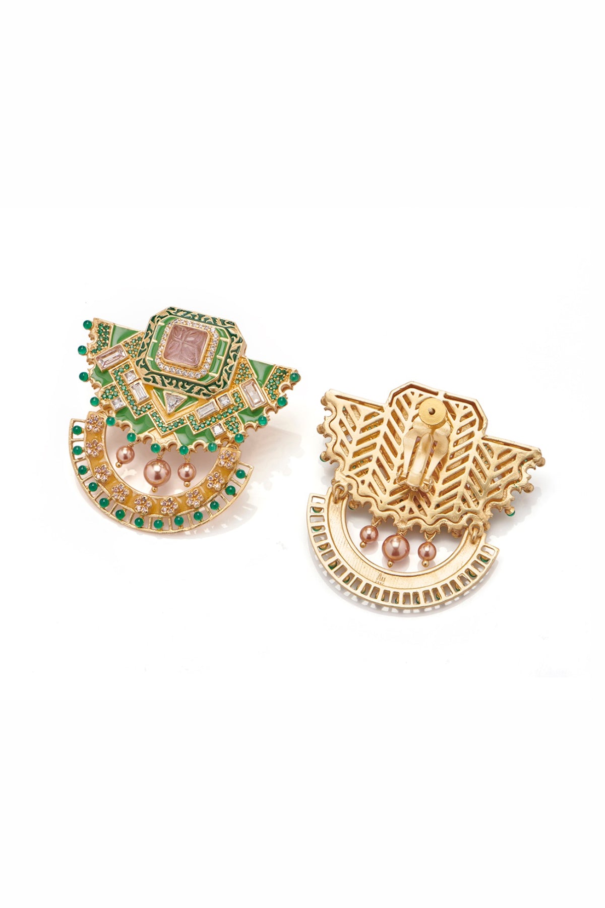 Gold Plated 17 Carat Multi-Colored Stone Dangler Earrings