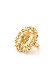 Gold Plated Morning Star Stone Enameled Ring