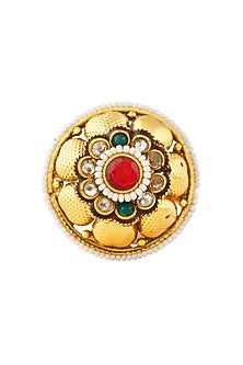 Gold Finish Meenakari Ring