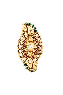 Gold Finish Ring With Meenakari