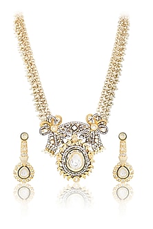 Gold Finish Kundan Long Necklace Set
