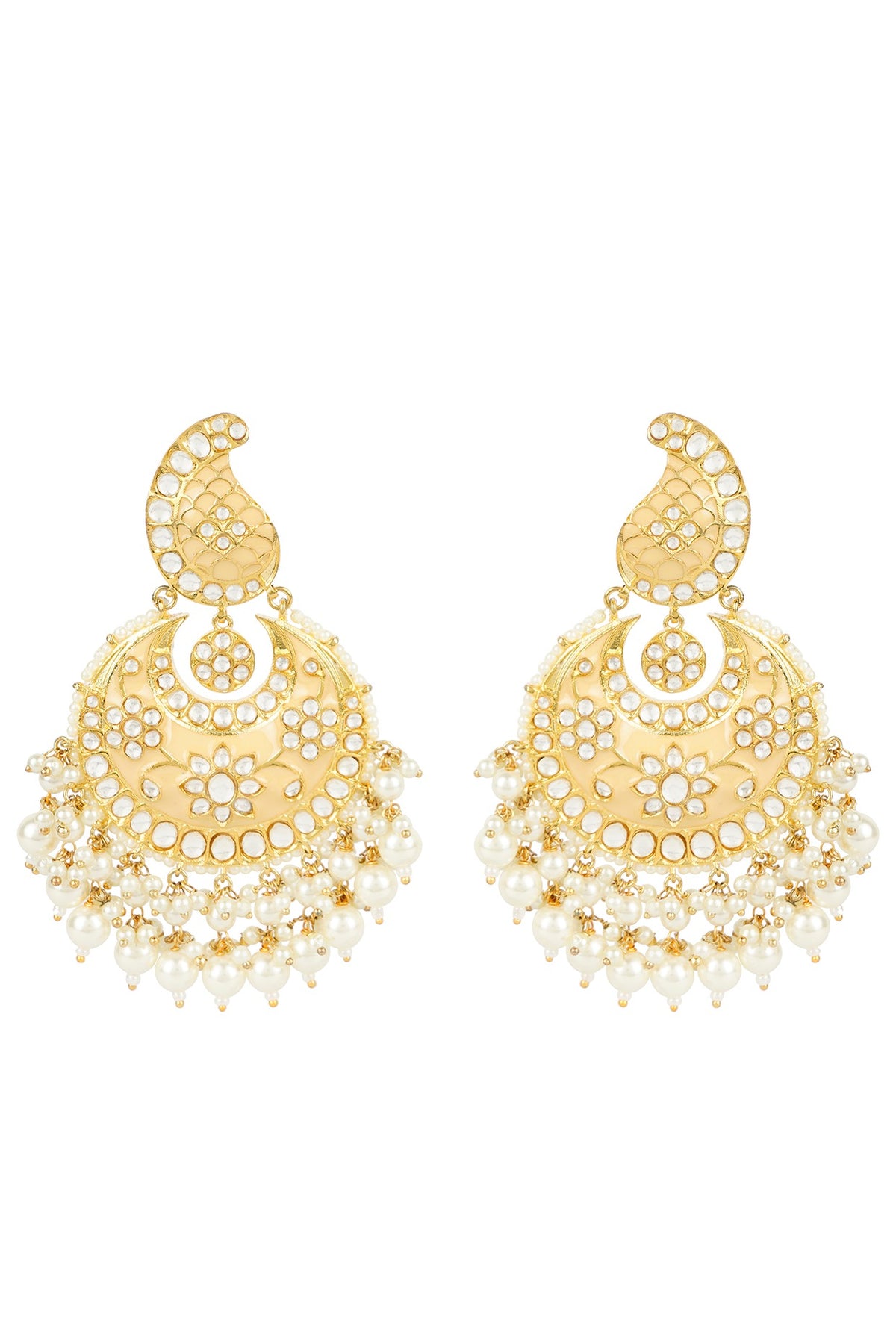 Gold Finish Jhumka Kundan Earrings