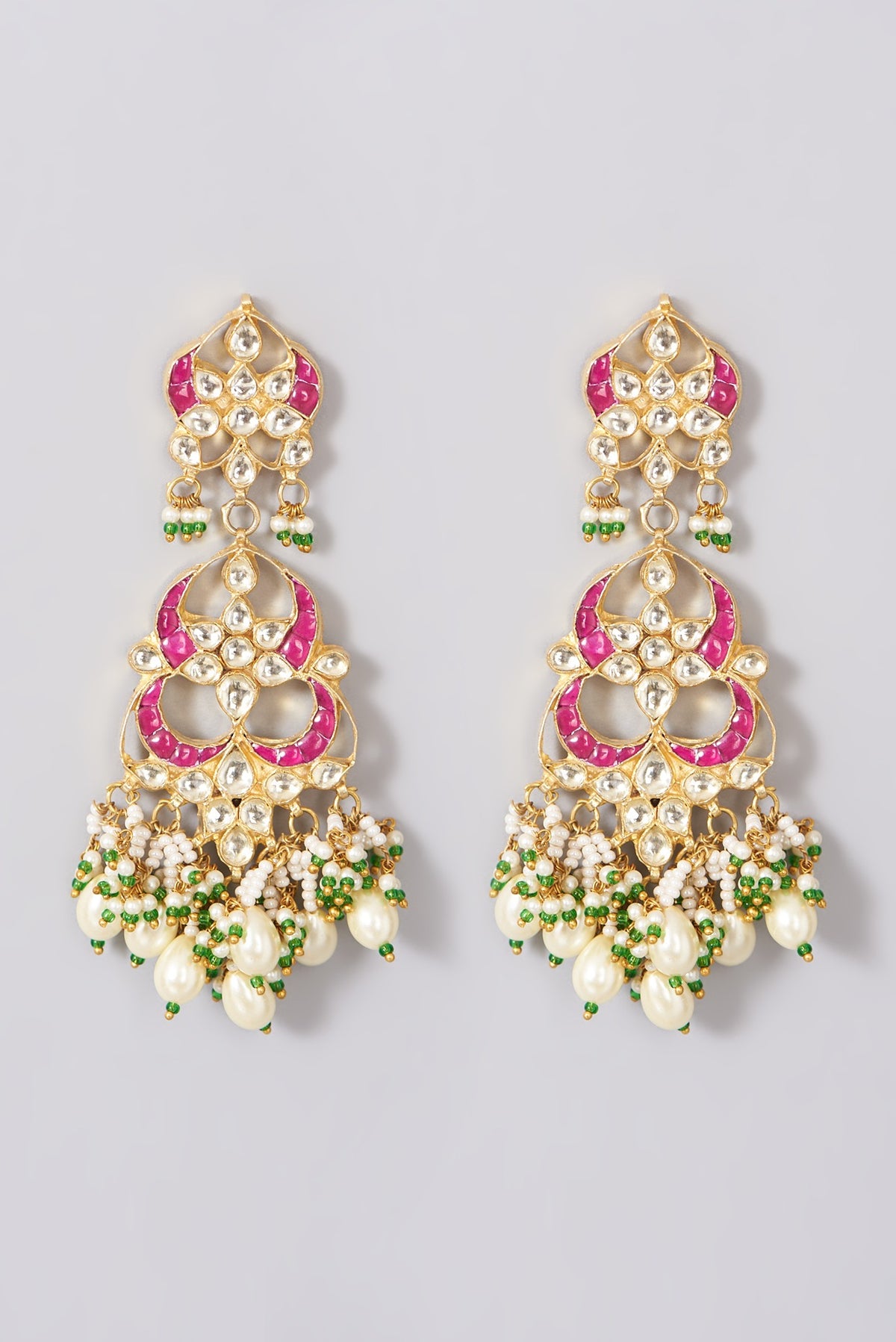 Gold Plated Kundan Polki Long Necklace Set