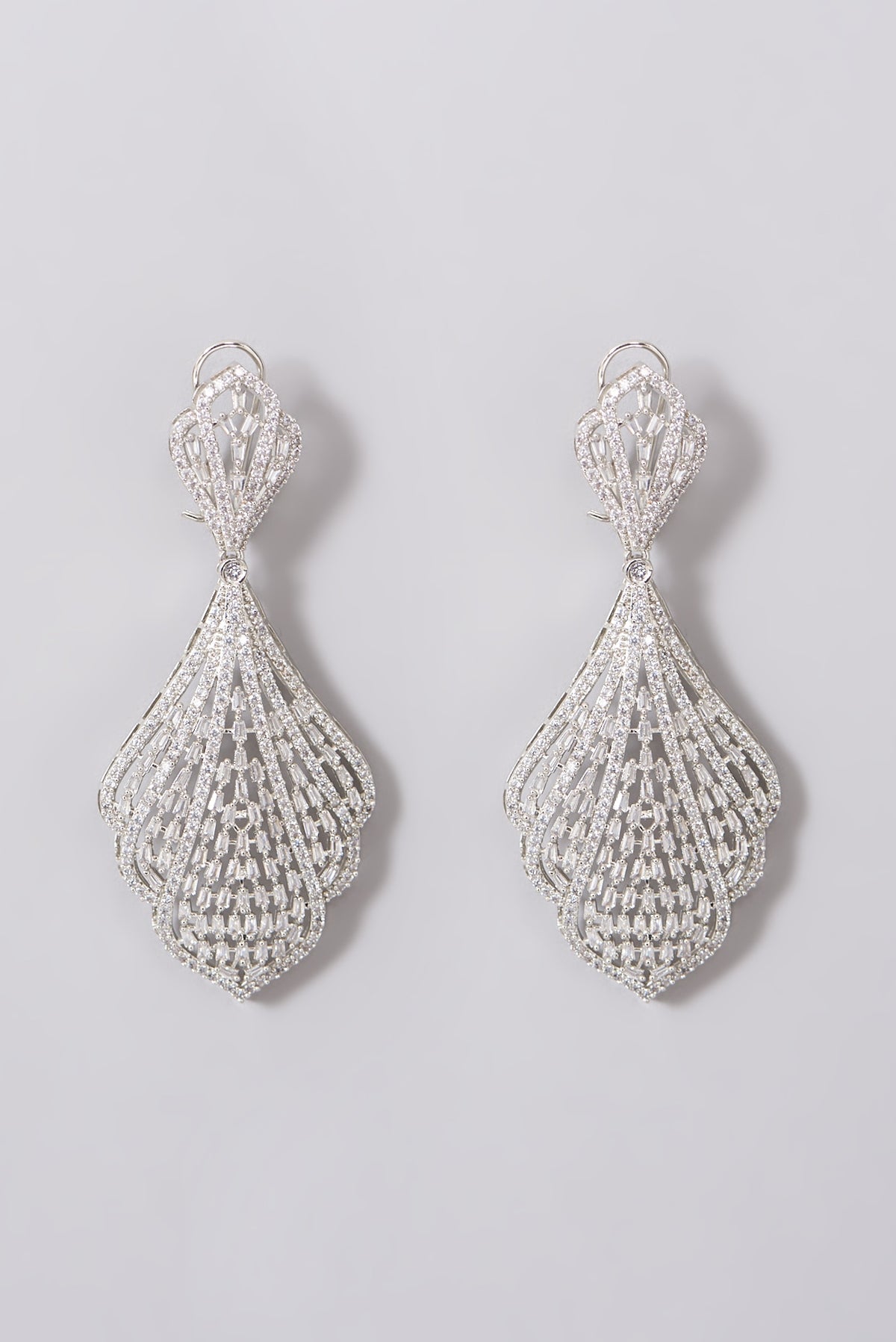 White Finish American Diamonds Earrings