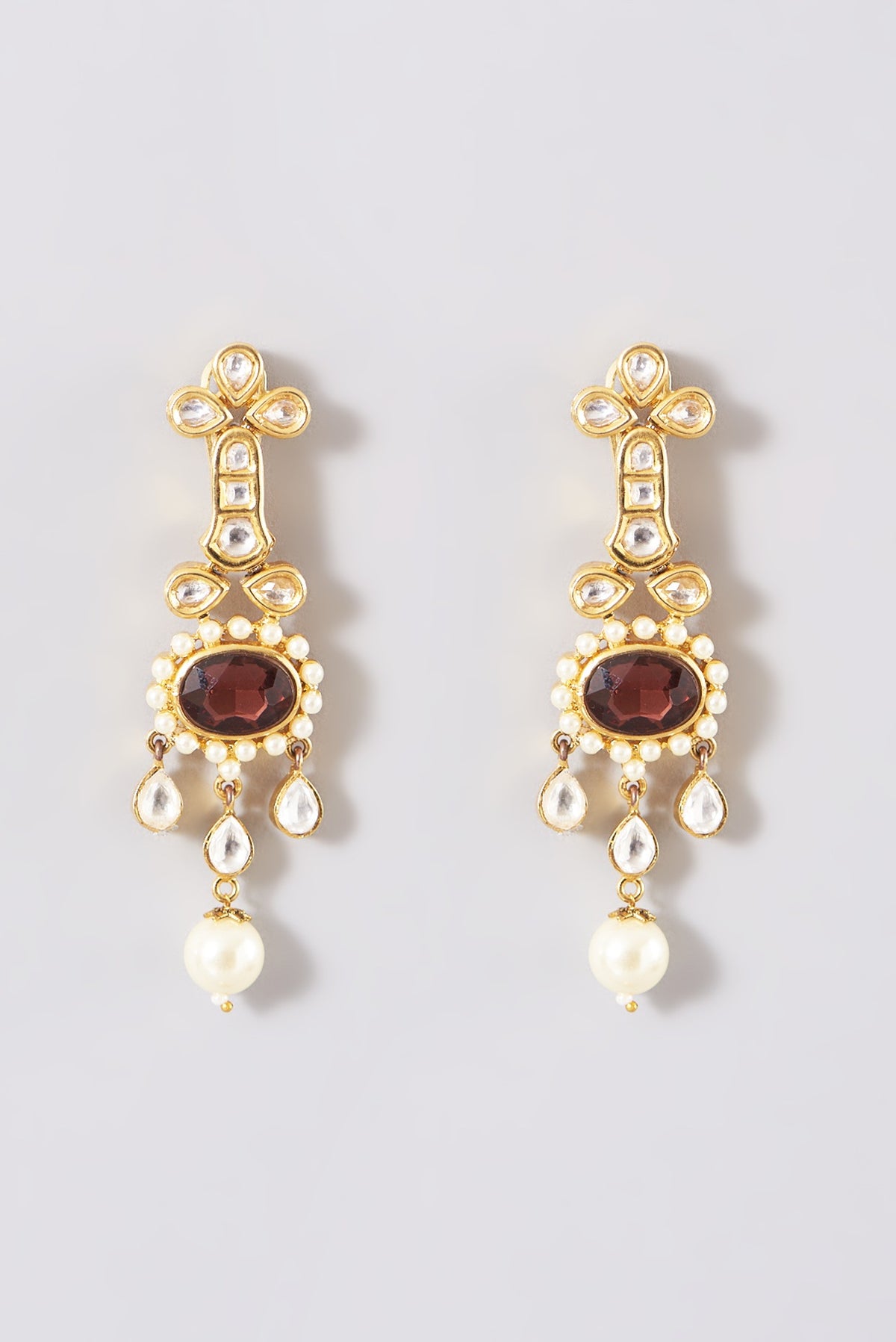 Gold Plated Necklace Set With Kundan Navratna