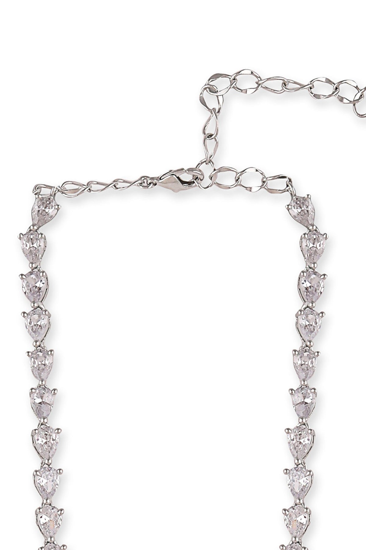 White Finish Green Zircon Necklace