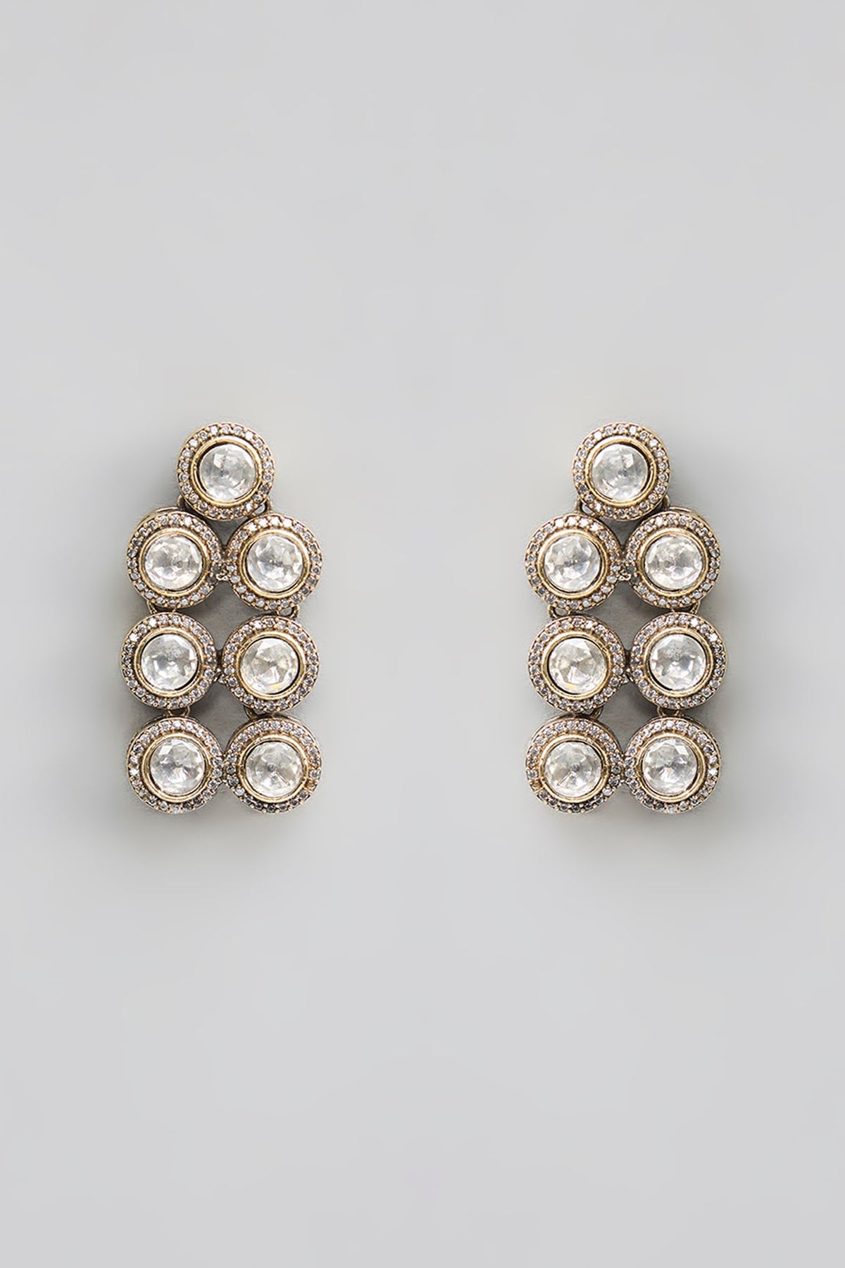 Gold Finish Kundan Polki & Pearl Layered Necklace Set