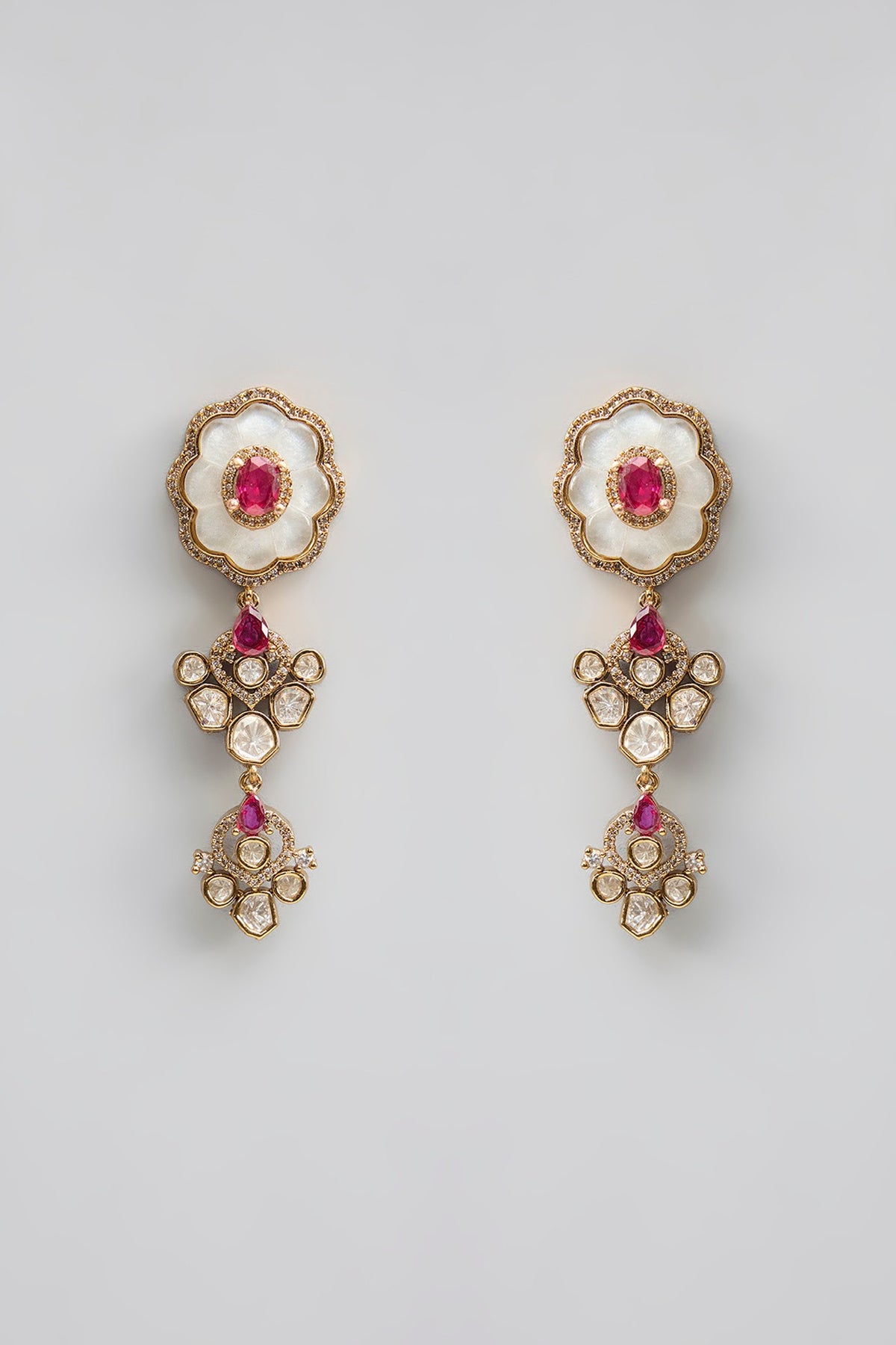 Gold Finish Kundan Polki & Pearl Necklace Set