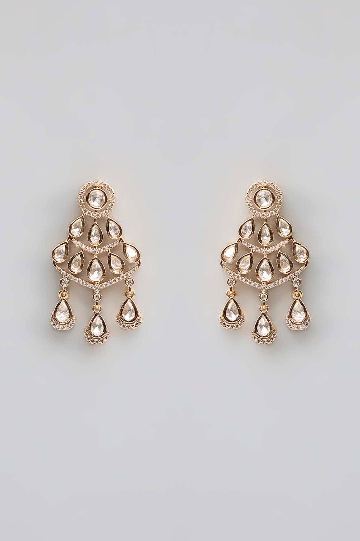 Gold Finish Kundan Polki & Pearl Necklace Set