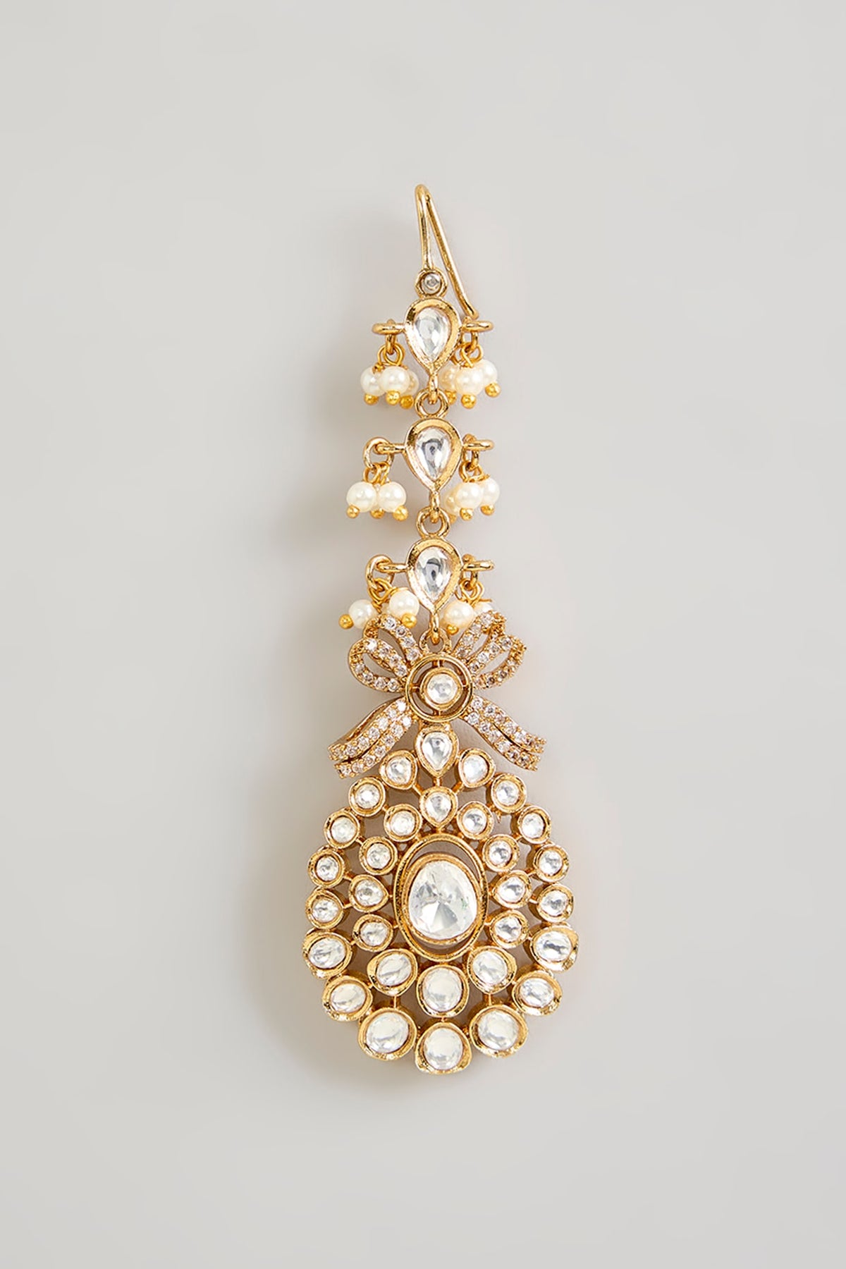 Gold Finish Kundan Polki Maangtikka