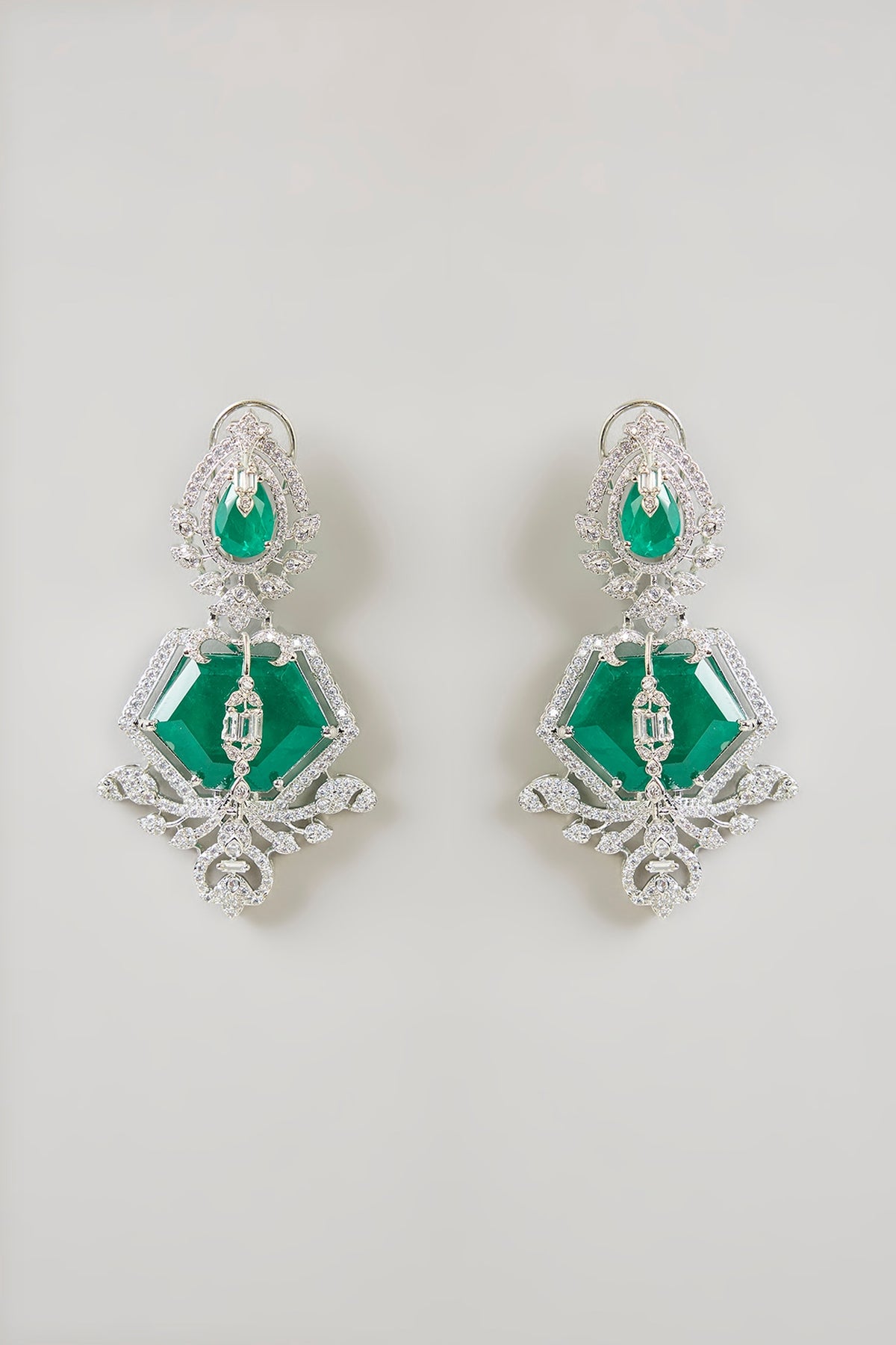 Gold Finish Emerald Green Cubic Zirconia Necklace Set