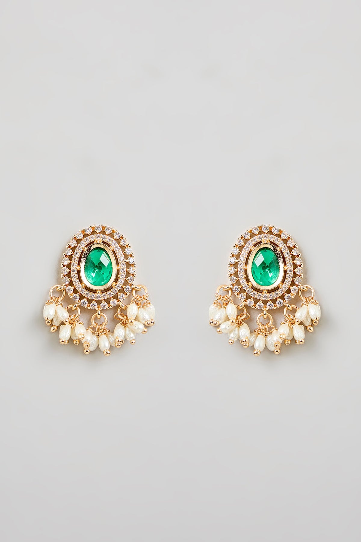 Gold Finish White Kundan Polki Necklace Set