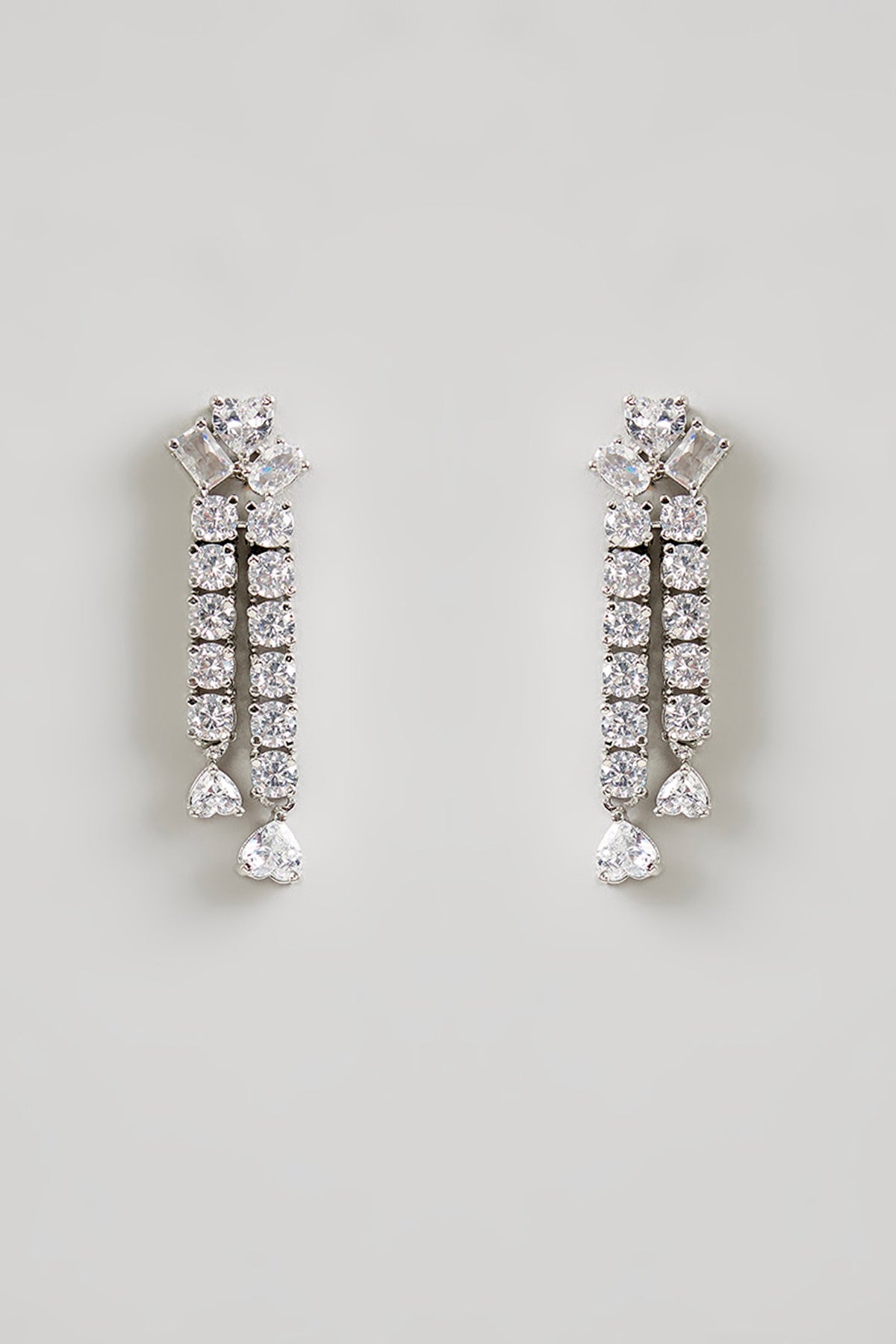 White Finish Zircon Layered Necklace Set