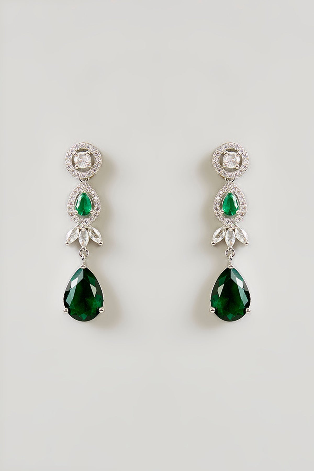 Gold Finish Emerald & Diamond Necklace Set