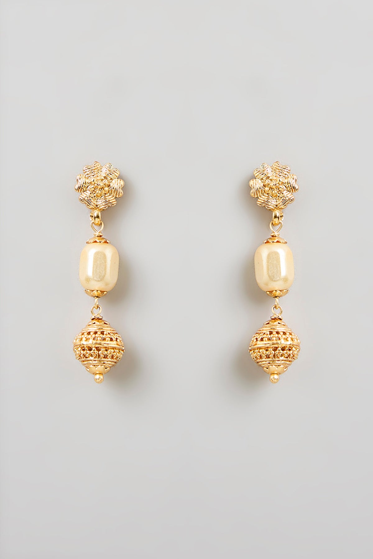 Gold Finish Pearl & Beaded Necklace Set