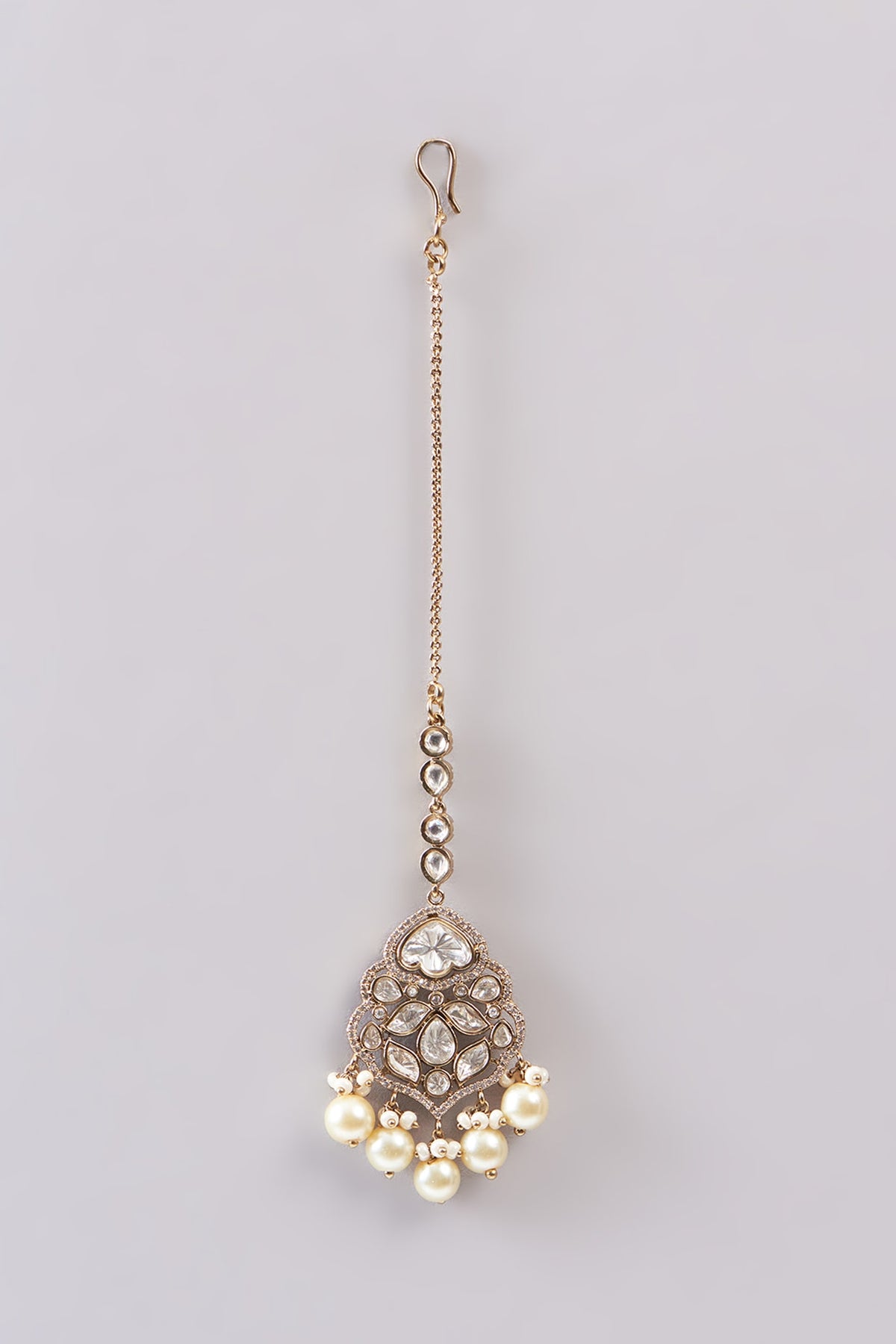 Gold Plated Green Stone & Kundan Polki Necklace Set