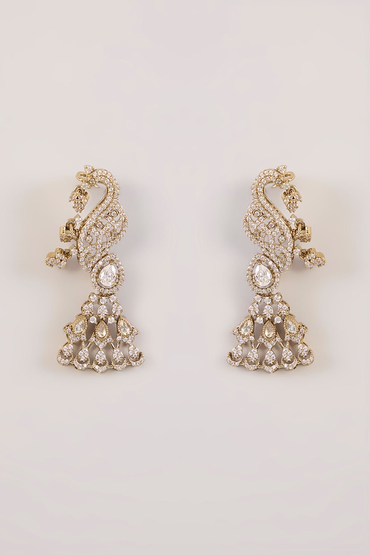 Gold Finish Kundan Polki & Pearl Dangler Earrings
