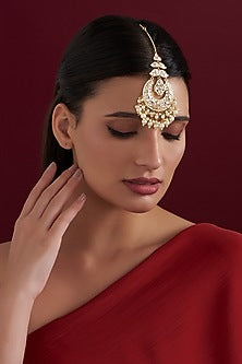 Gold Finish Kundan Polki Maangtikka