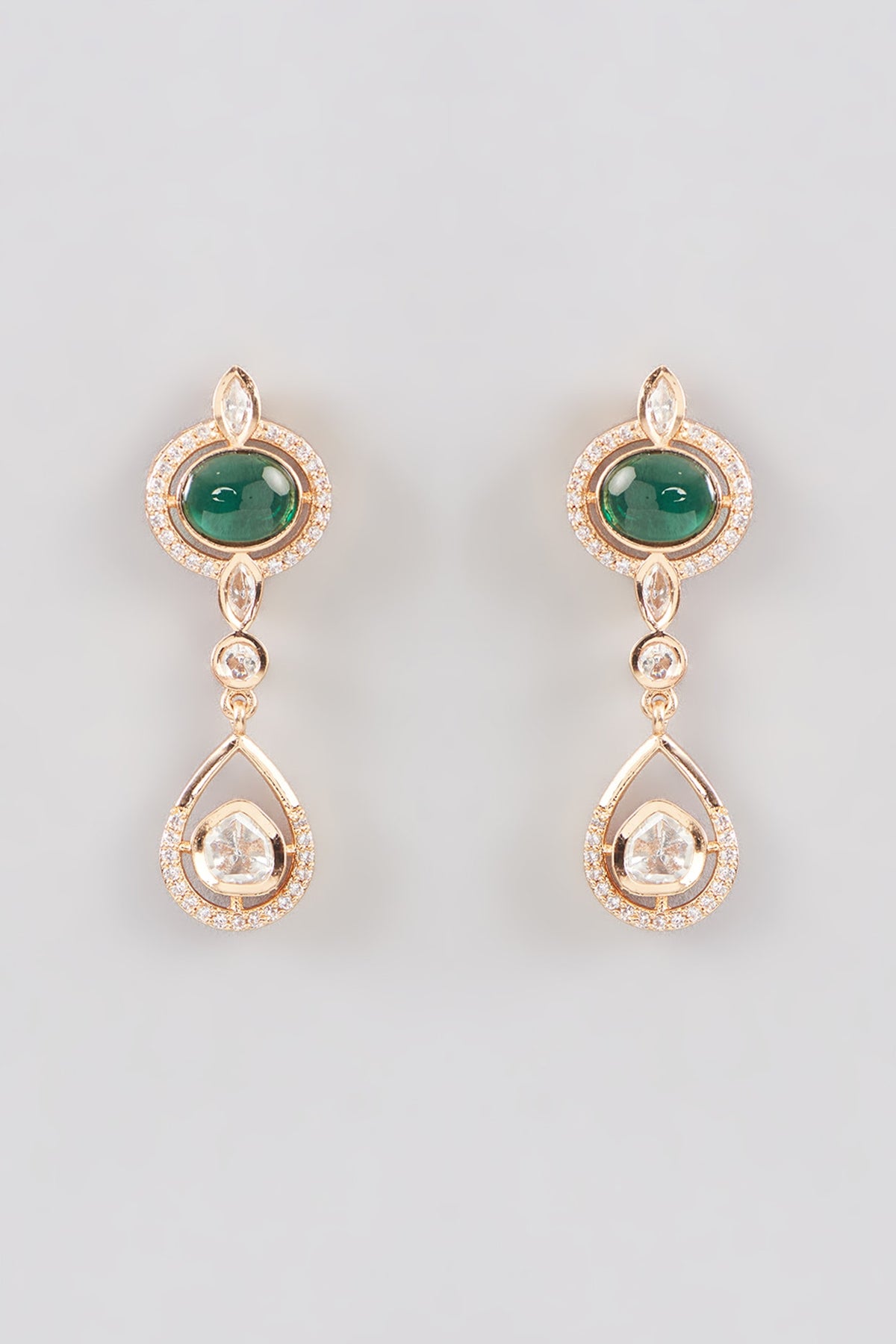 White Finish Green Zircon Necklace Set