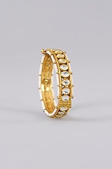 Gold Finish Kundan Polki Bangles (Set Of 2)