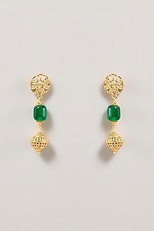 Gold Finish Green Beaded Necklace Set