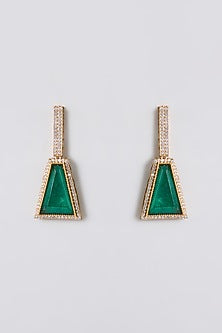 Gold Finish Pearl & Emerald Drop Choker Pendant Necklace Set