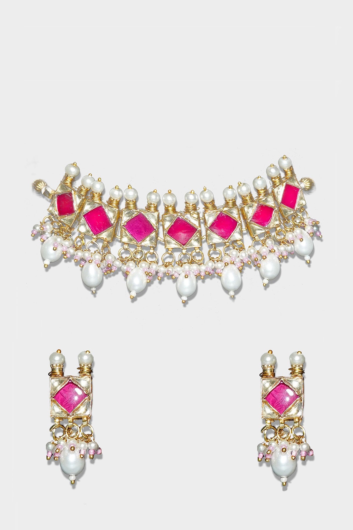 Gold Plated Kundan Polki Necklace Set