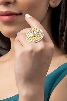 Gold Plated Kundan Polki Ring