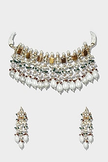 Gold Plated Navratna Necklace Set