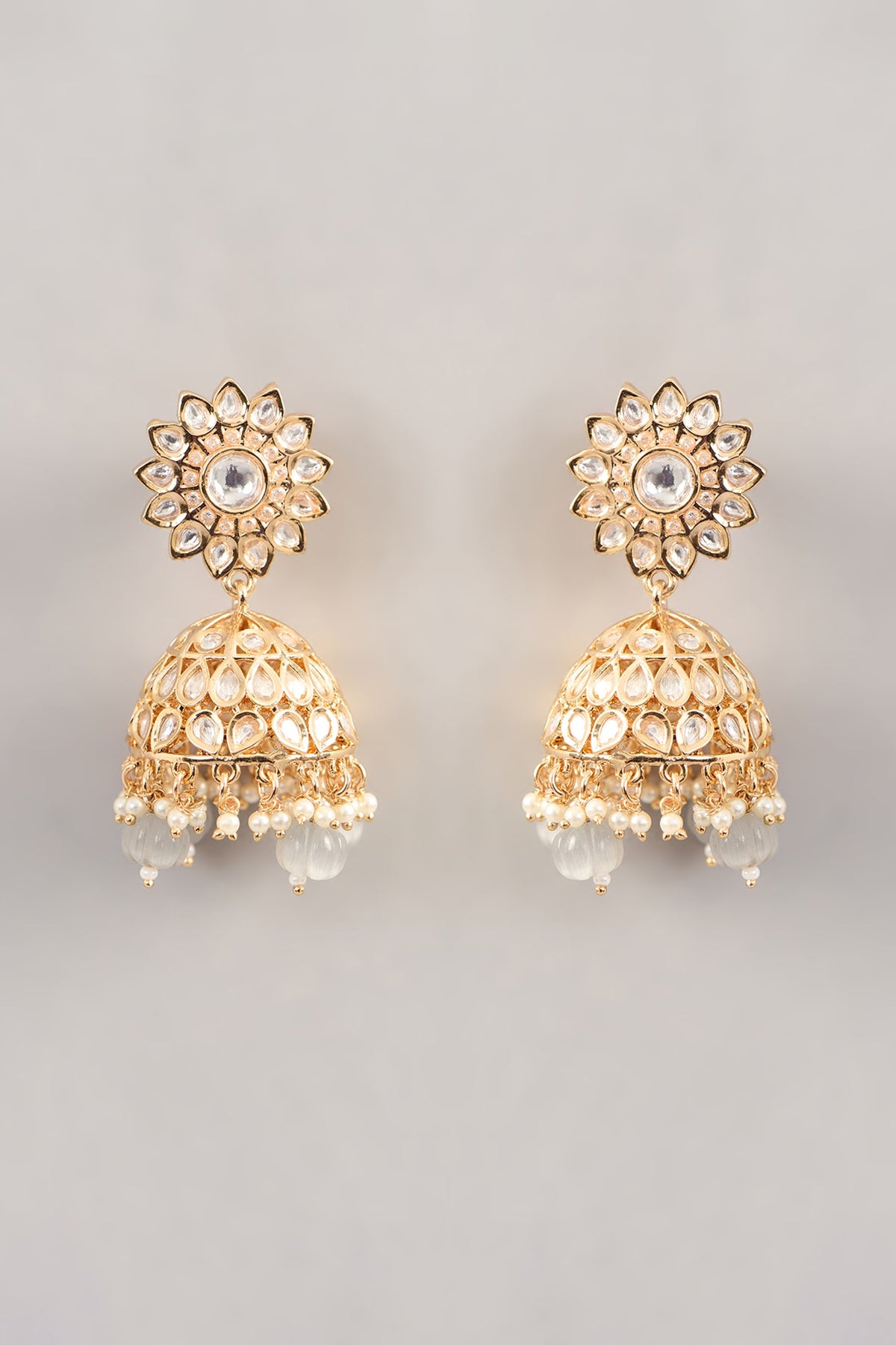 Gold Finish Kundan Polki Long Necklace Set