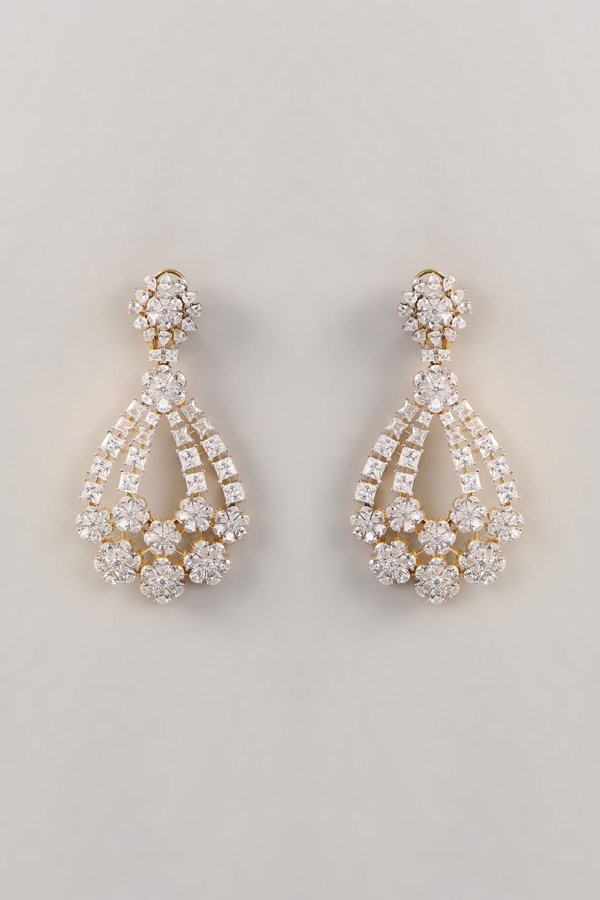 Gold Finish Diamond Dangler Earrings