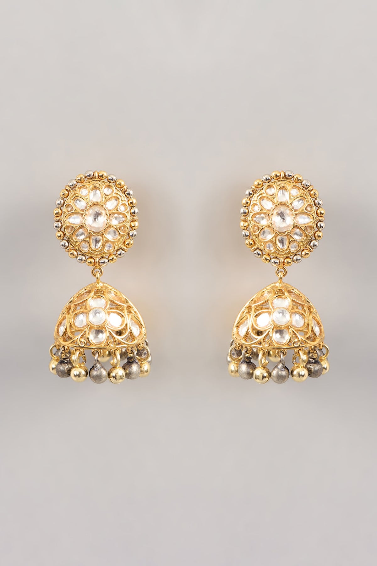 Gold Finish Kundan Polki Necklace Set