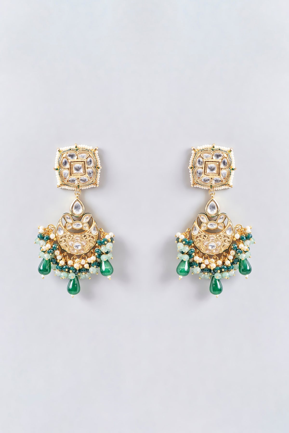 Gold Finish Kundan Polki Necklace Set