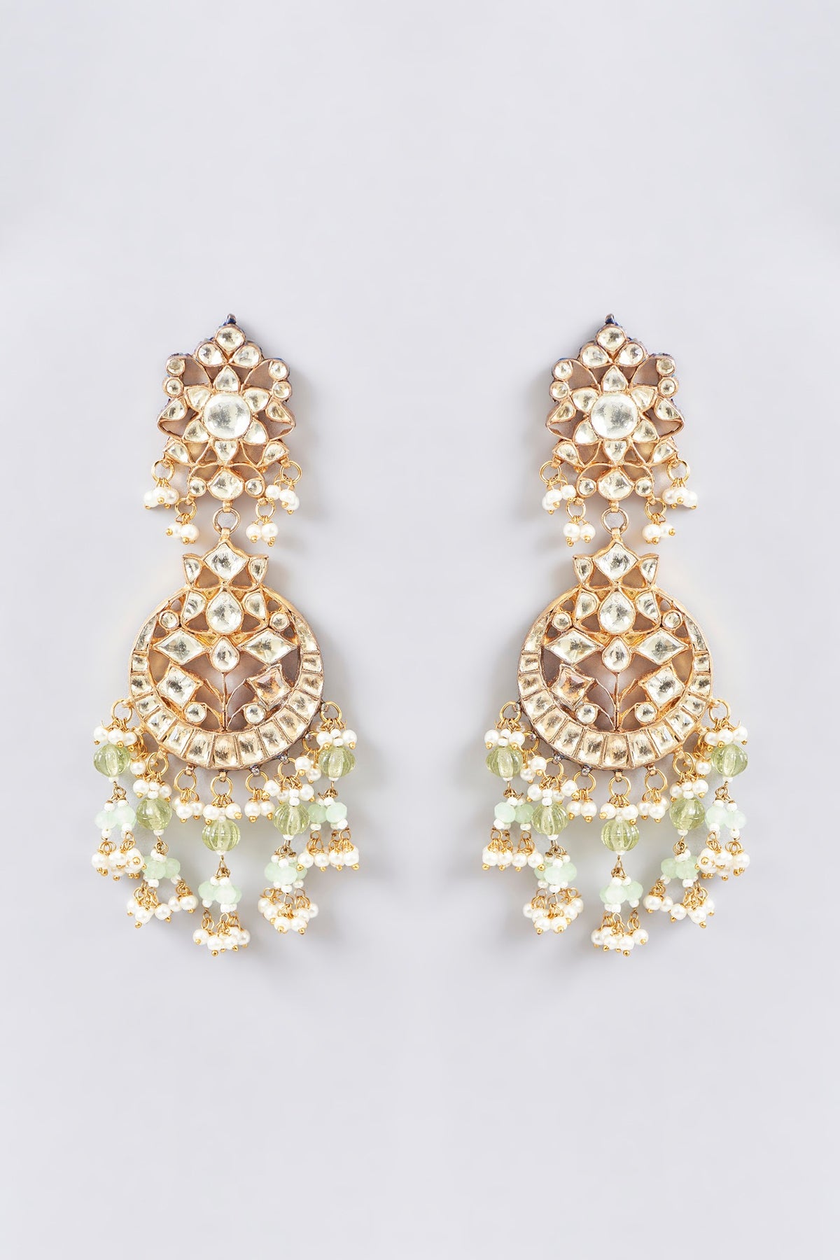 Gold Finish Kundan Polki Necklace Set