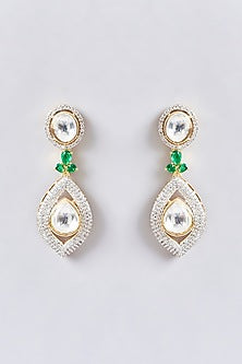 White Finish Kundan Polki & Green Zircon Layered Necklace Set