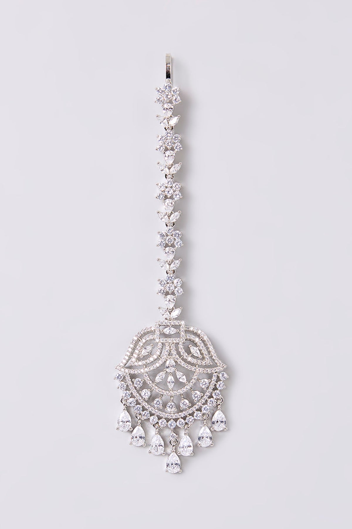 White Finish Zircon Maangtikka