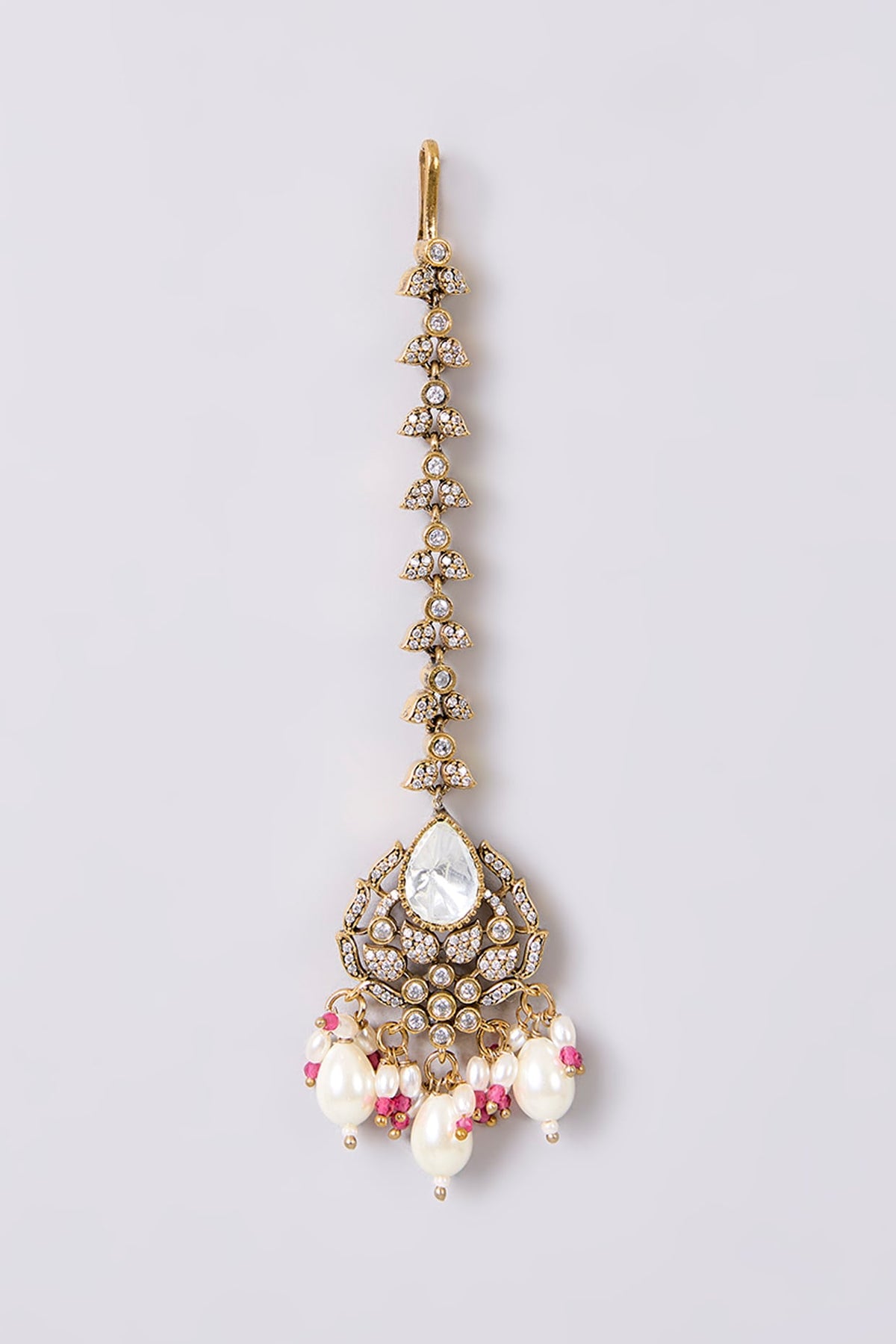White Finish Zircon Maangtikka