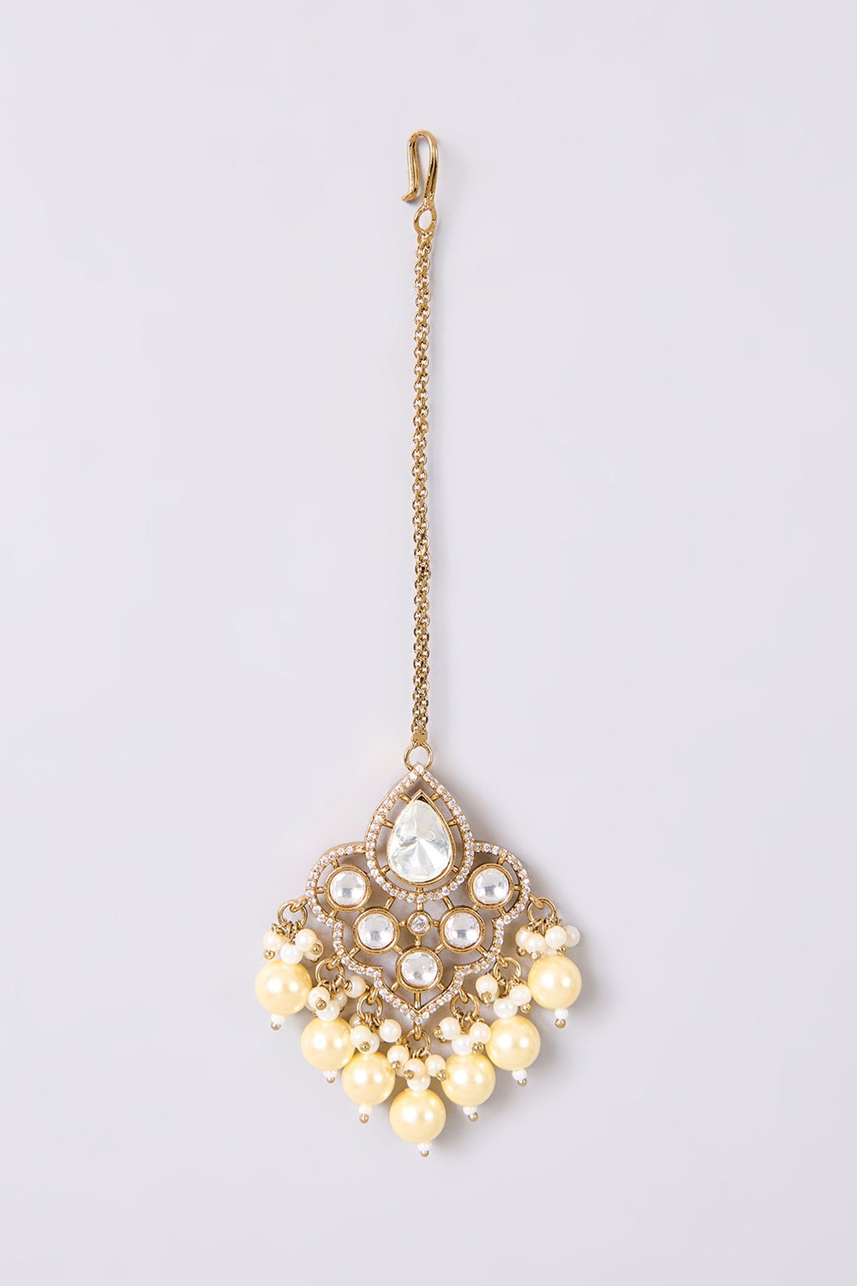 Gold Finish Kundan Polki Necklace Set