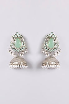 Two-Tone Finish Multi-Colored Stone Chandbali Earrings