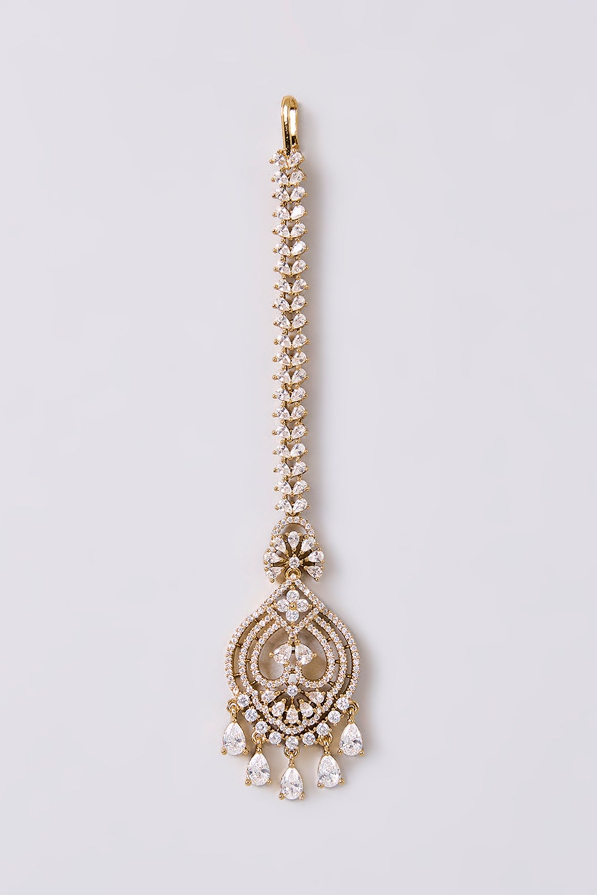 White Finish Zircon Maangtikka