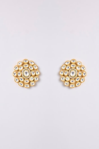Gold Finish Kundan Polki Necklace Set