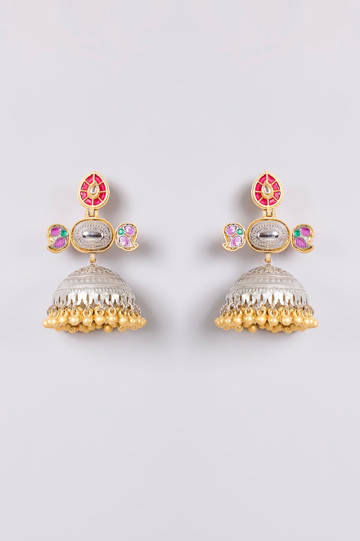 Two-Tone Multi-Colored Stone Dangler Earrings